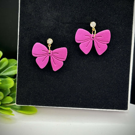 Charming Pink Bow Earrings