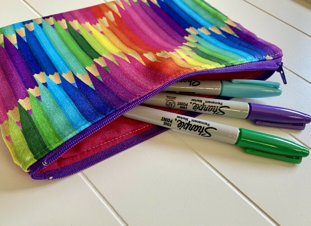 Colourful pencils pencil case