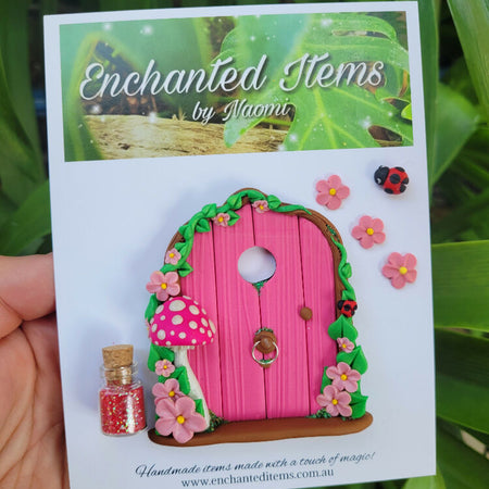 Bright Pink Mini Woodland Fairy door