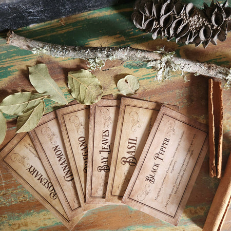 Herb Label Apothecary Stickers with Magickal Properties
