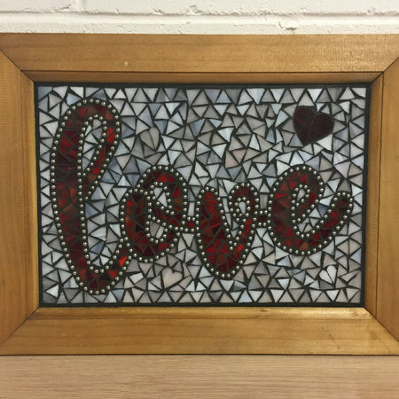 'LOVE' Love Framed Stained Glass Mosaic