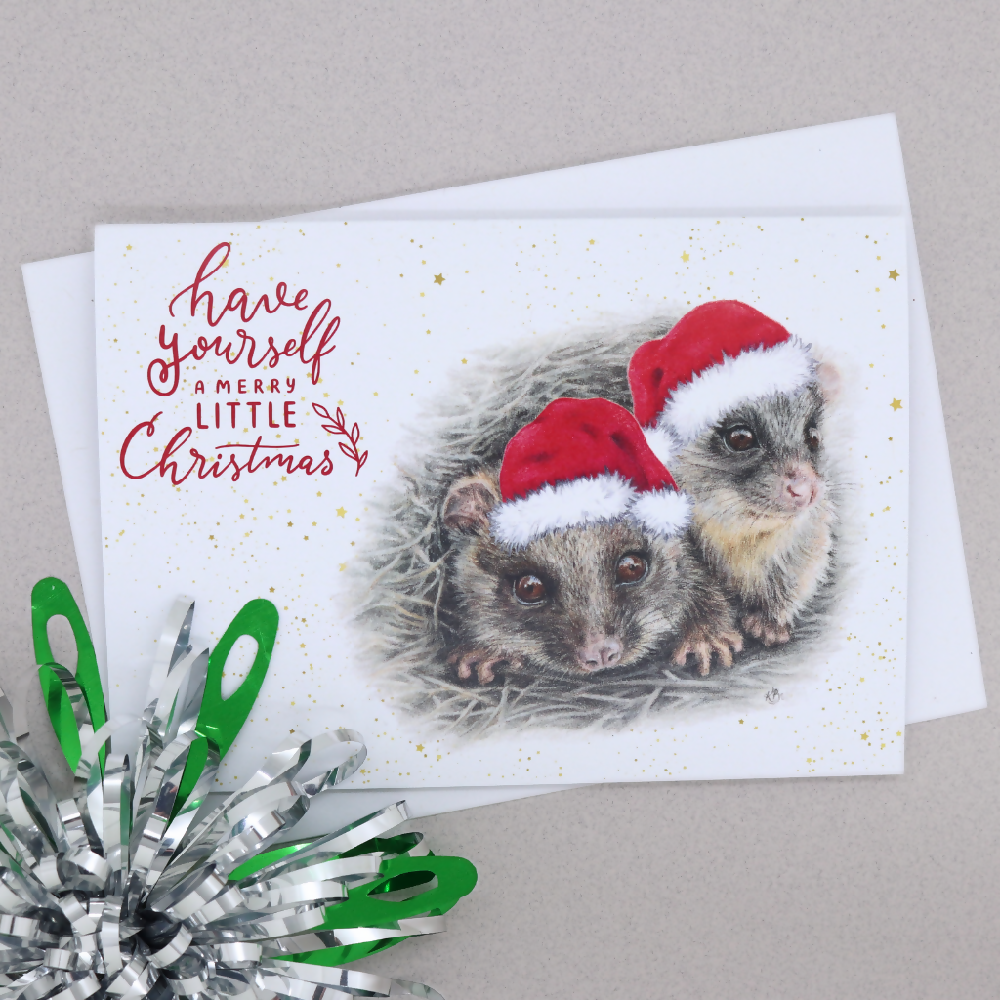 Australian-artist-christmas-card-Ringtail-possum-joeys-front