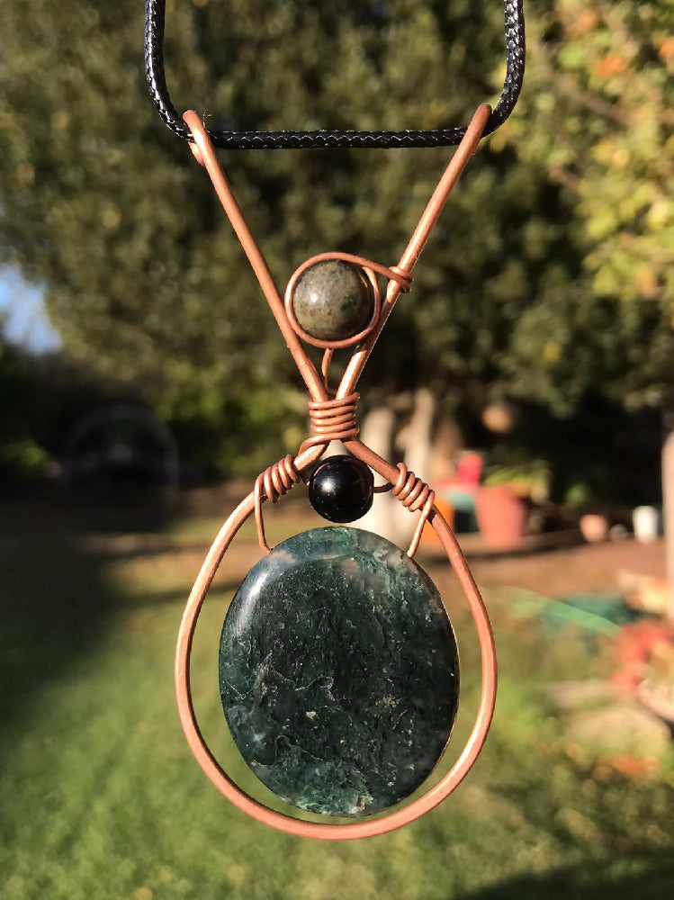 Moss Agate copper necklace