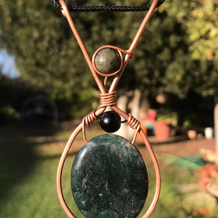 Moss Agate copper necklace