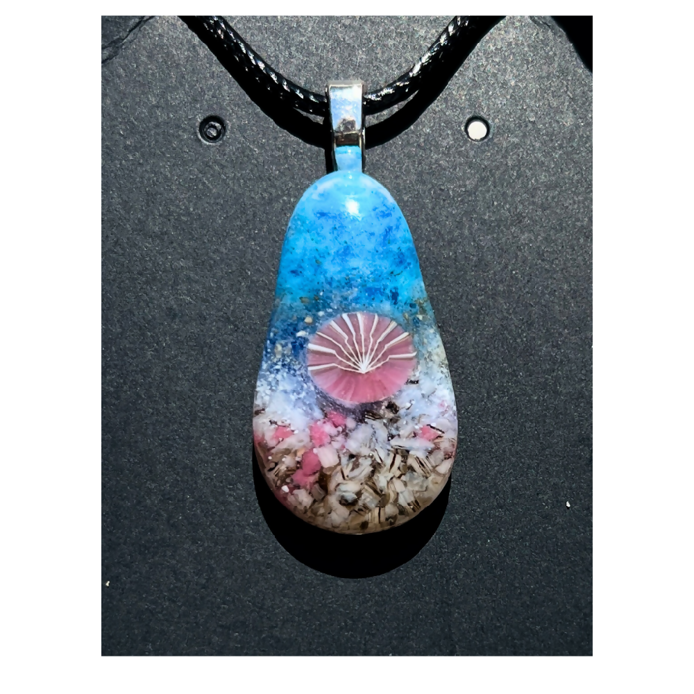 Handcrafted Fused Glass Blue Pendant Necklace