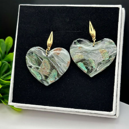 Marbled Heart Elegance Earrings