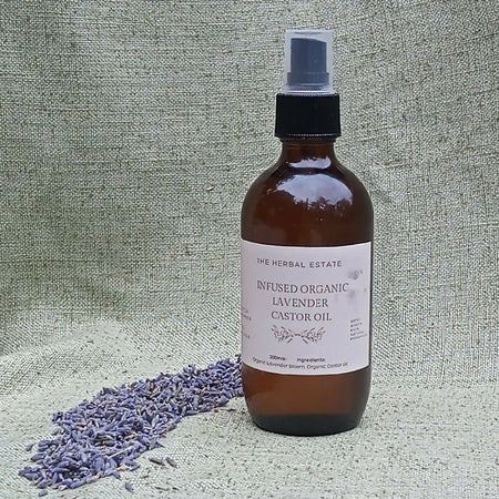 Organic Herbal Infused Castor Oil Lavender Infused Glass Bottle Cold Pressed