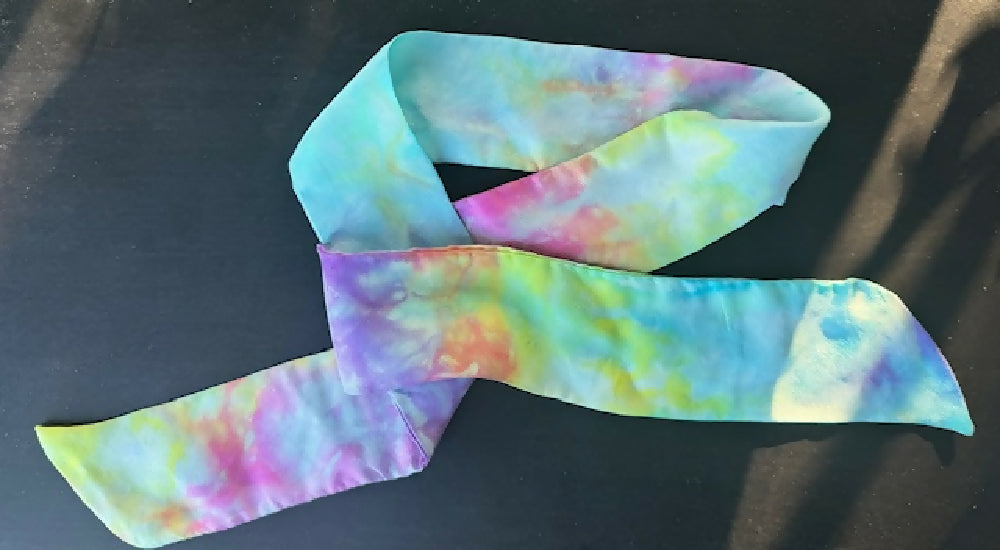 Tie dyed silk Twilly scarf