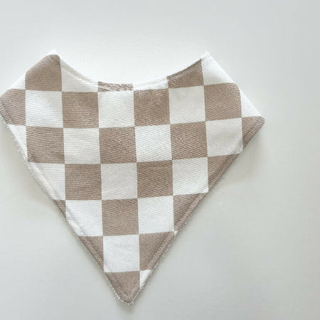 Beige check bandana bib