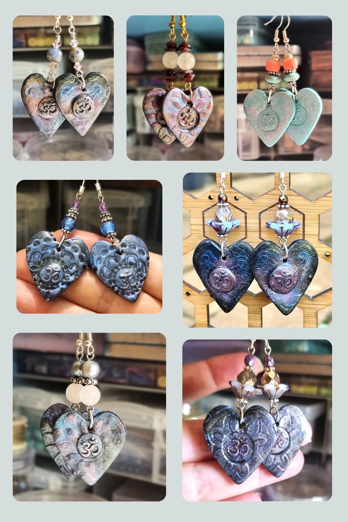 Om Rainbow Pearl Heart