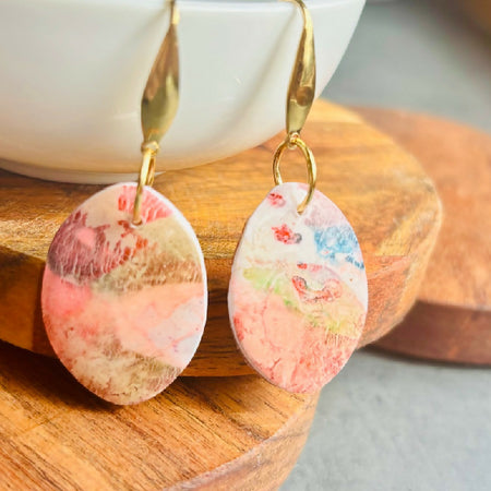 Easter Pastel Dream - Handcrafted Marbled Egg Earrings