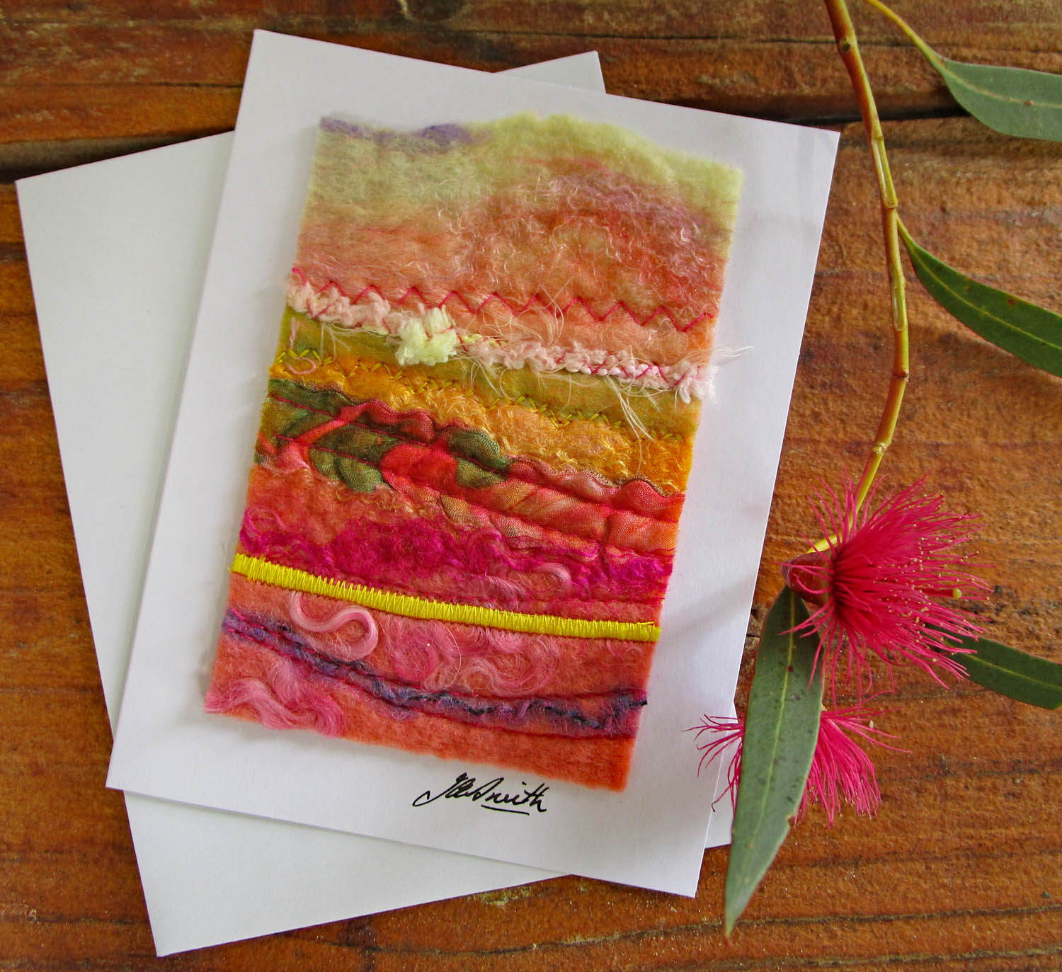 Original Handmade Greeting Card - Spring Landscape - Textile Art