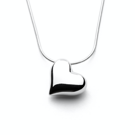 Heart - Handmade Solid Sterling Silver Pendant with Snake Chain | Wedding Pendant