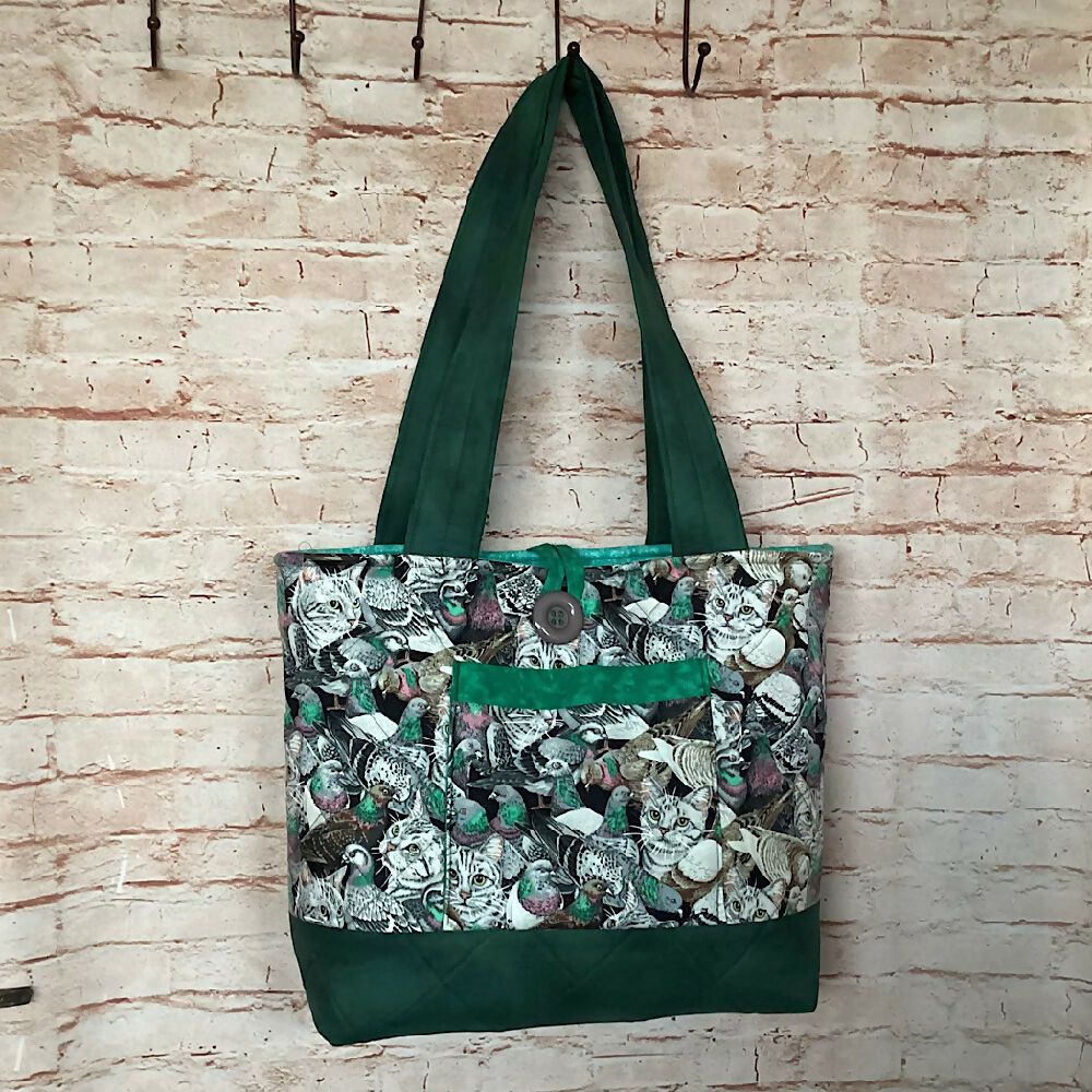 Cats Amongst Pigeons handbag, tote, shoulder bag for shopping, travel or craft.