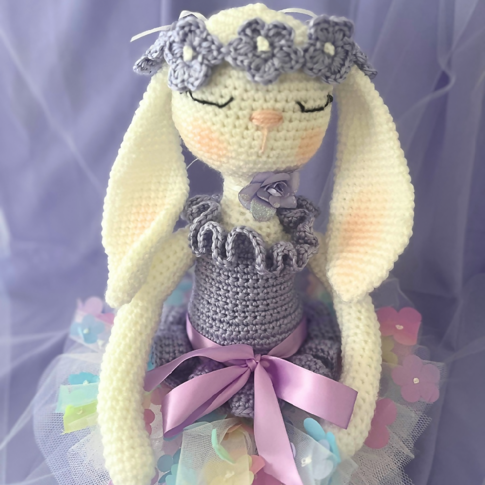 Crochet Bunny Ballerina Soft Doll, Crochet Bunny Doll