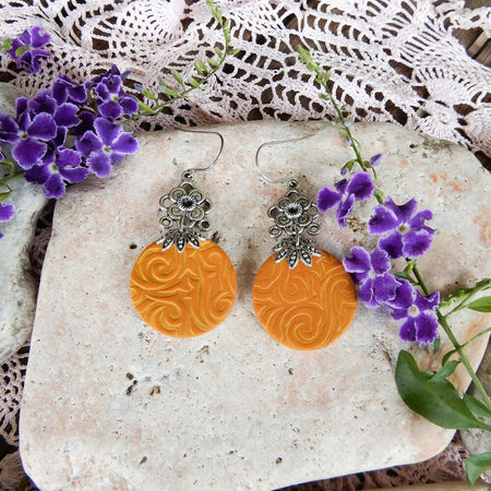 Ochre Polymer Clay Earrings 