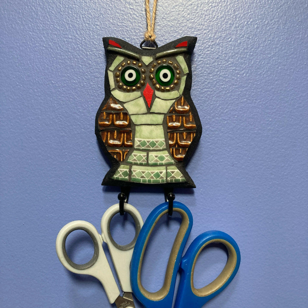Upcycled Mosaic Owl - Wall Hooks - Free Shipping