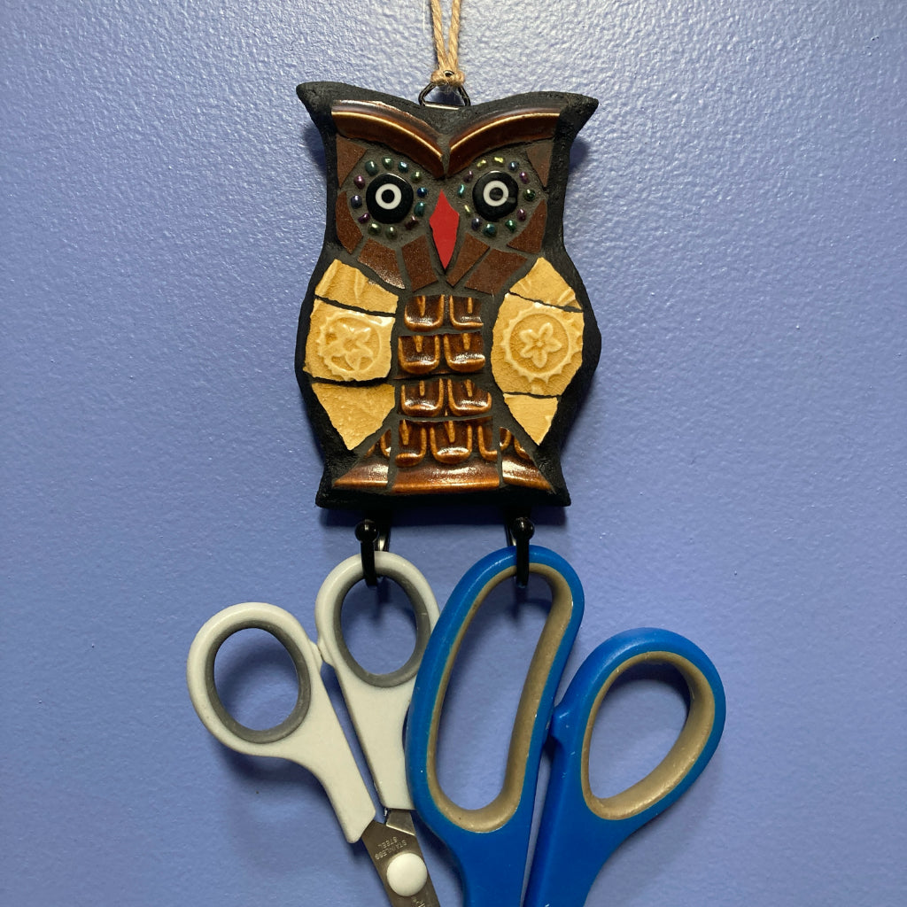 Upcycled Mosaic Owl - Wall Hooks - Free Shipping