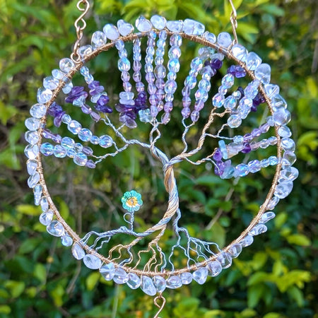 Enchanted ~ Crystal suncatcher with pretty flower bead