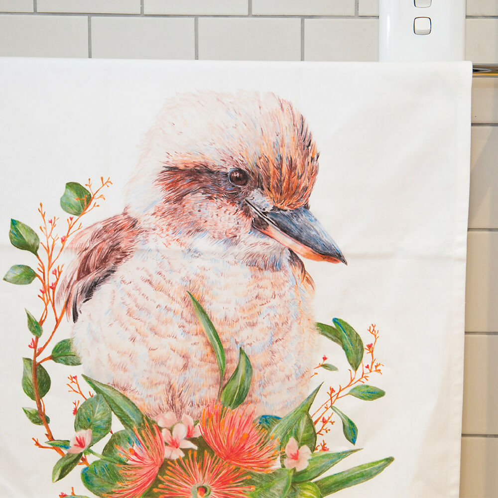 Cotton Tea Towel - Laughing Kookaburra