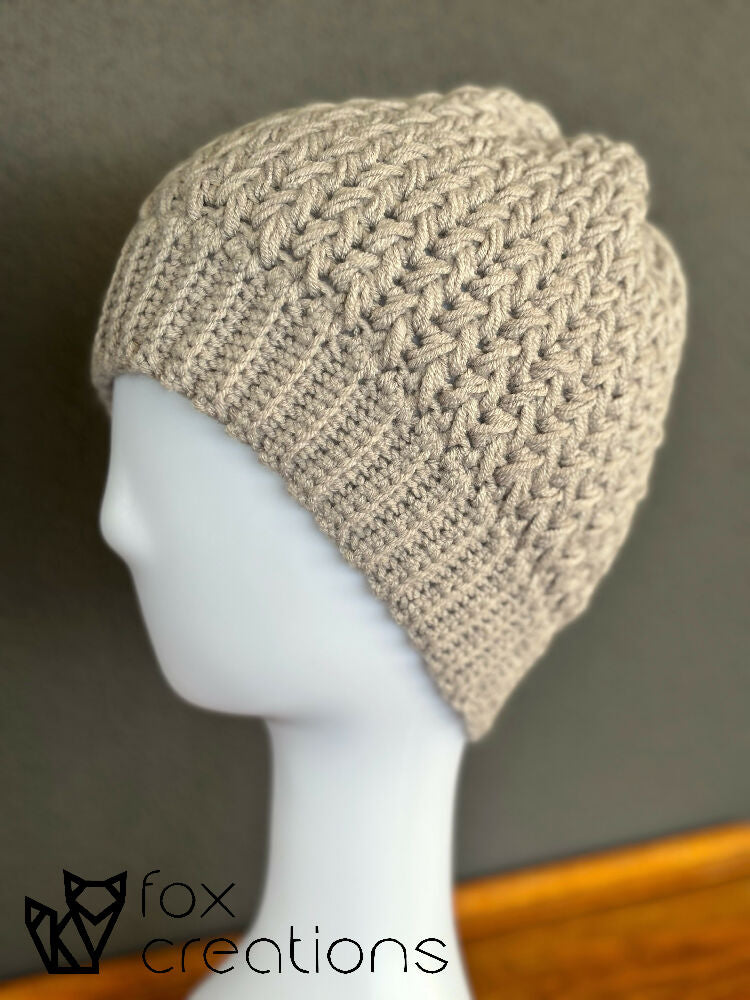 Elysium Feather Stitch Beanie Crochet Pattern