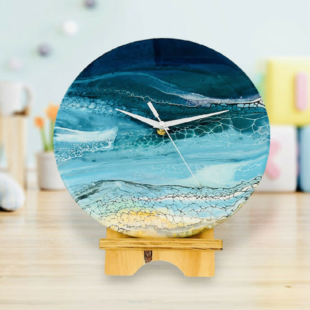 Timber Clock |30cm Fluid Art/Resin Beach