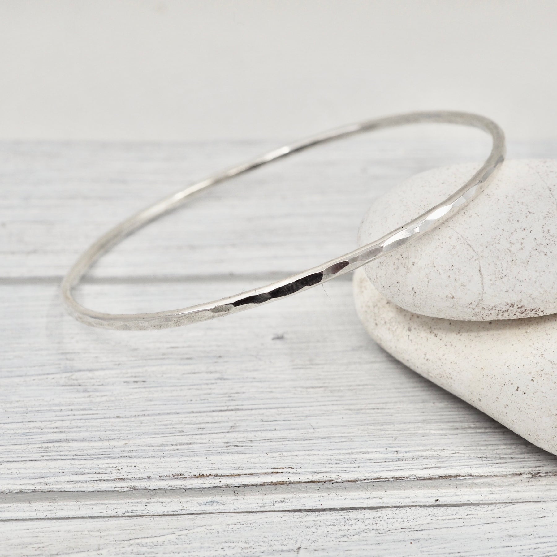 Skinny bangle set | Sterling silver and gold filled hammered bangles | Handmade in Perth, WA