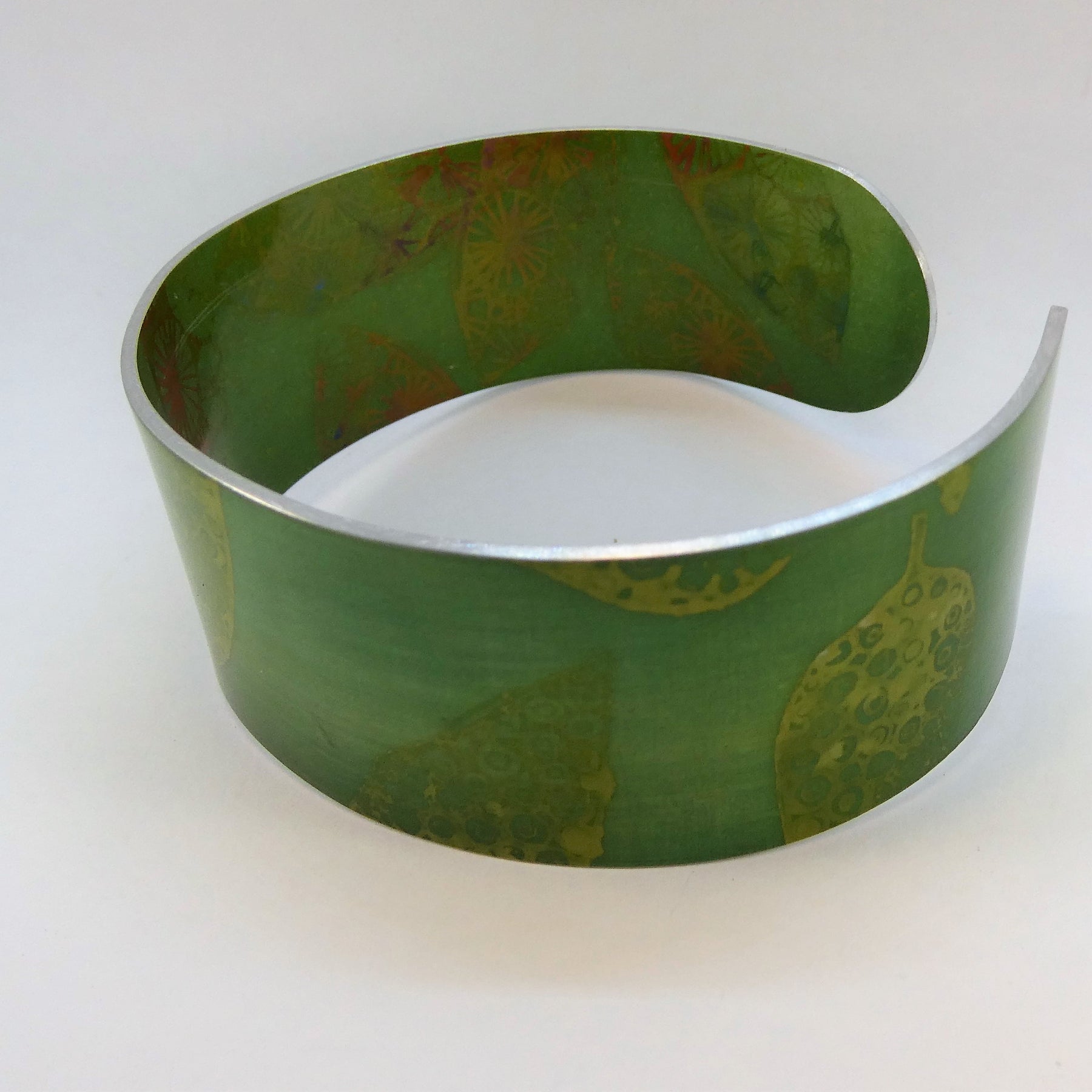 Anodized aluminium bangle hand printed - Autumn Leaf Collection