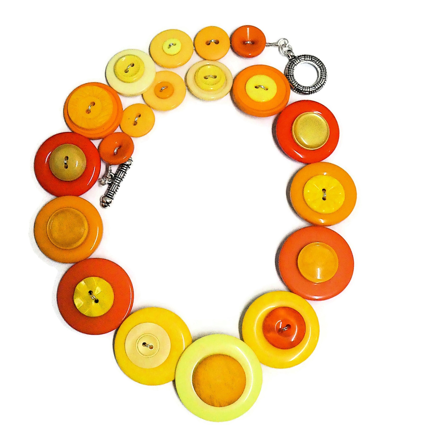 Button necklace - Oranges and Lemons