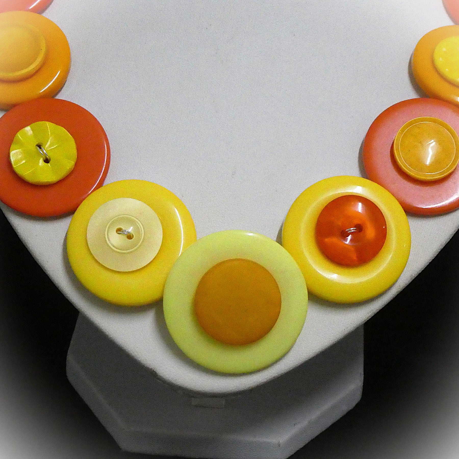 Button necklace - Oranges and Lemons