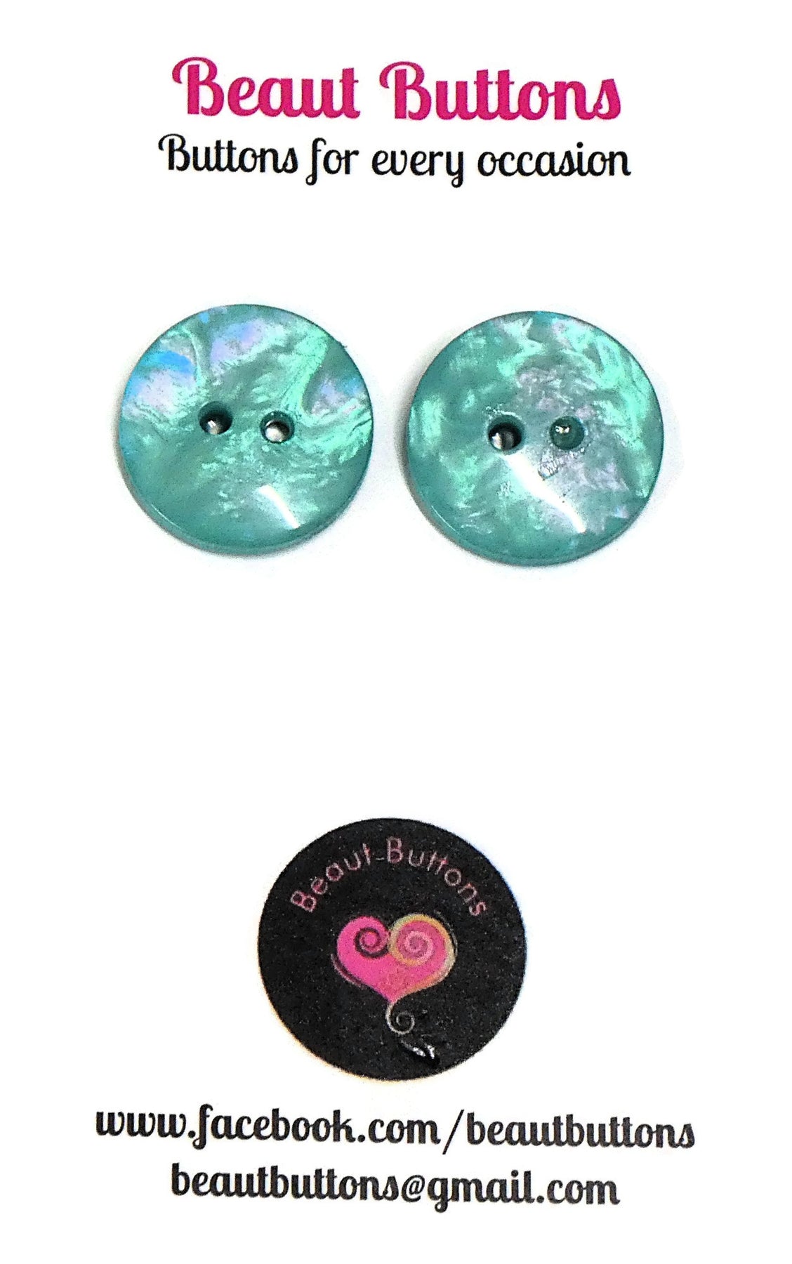 Button necklace and earrings - Blue Lagoon