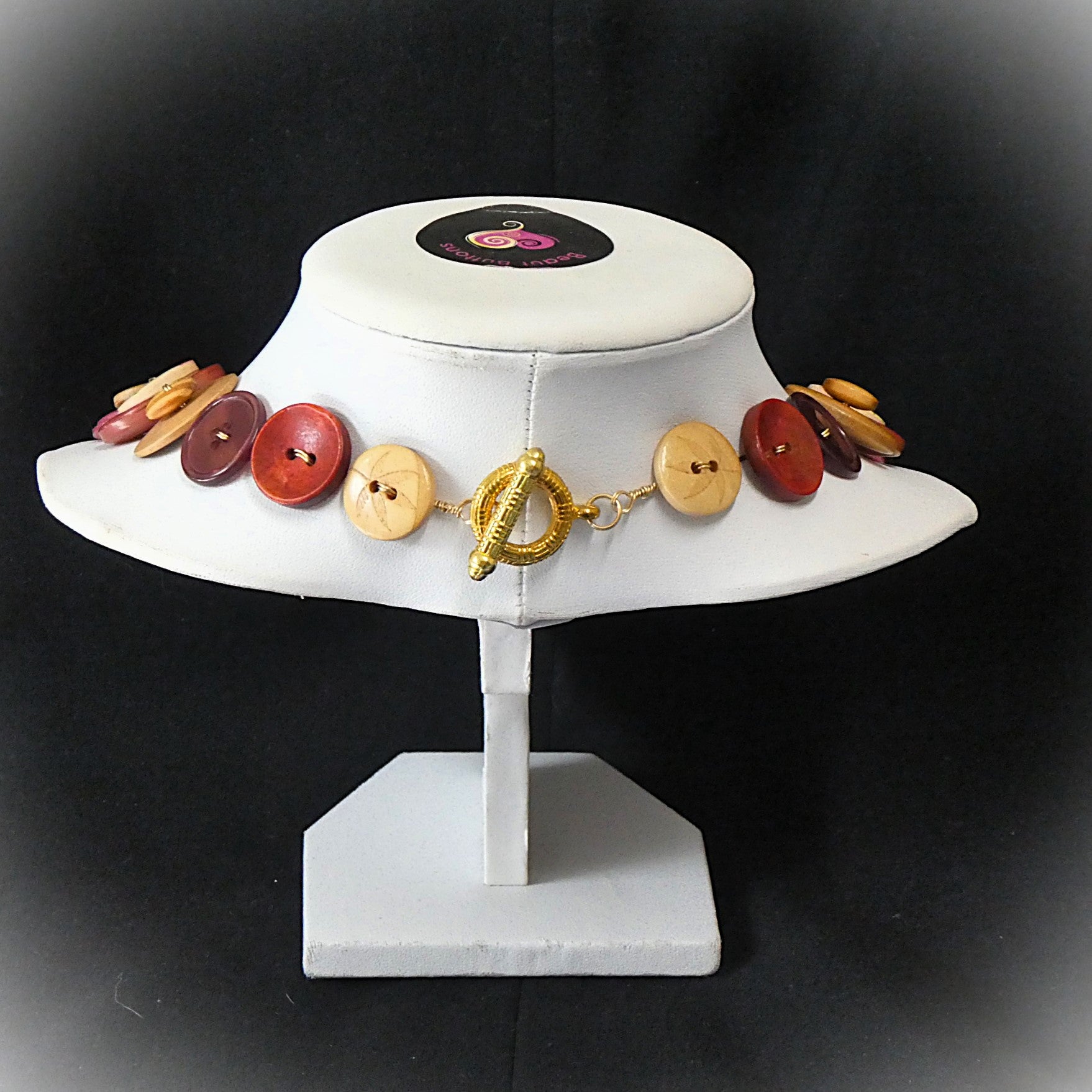 Button necklace and earrings - Wooden it be Lovely