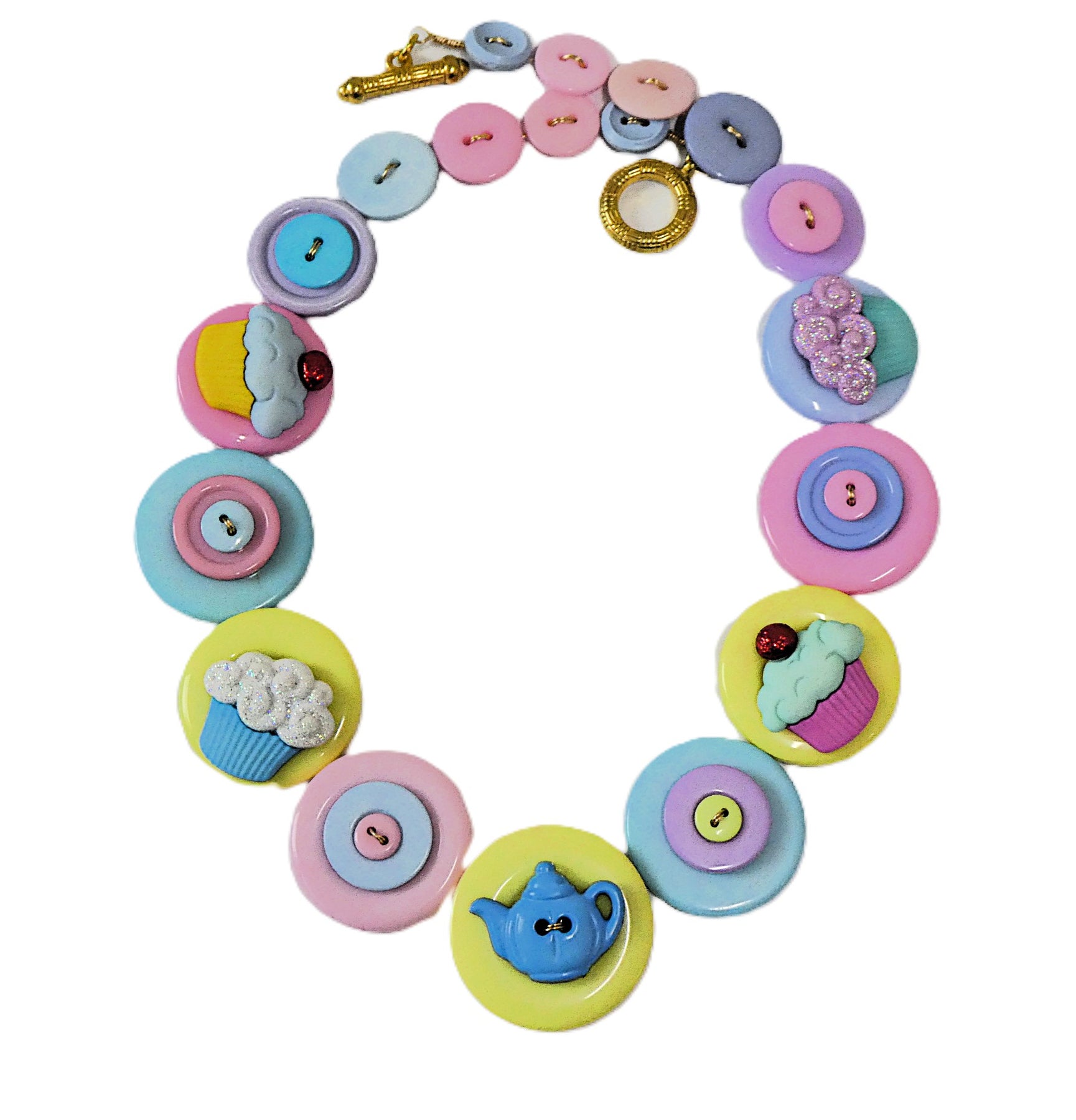 Colourful Button necklace - Tea Time