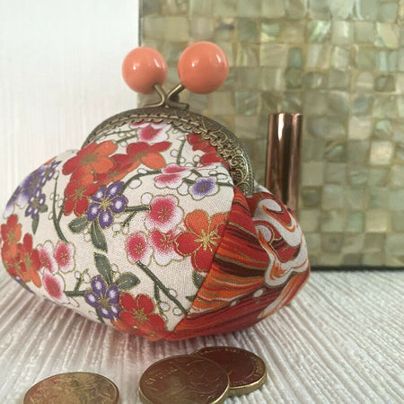 Little Dumpling Purse - Japanese orange floral