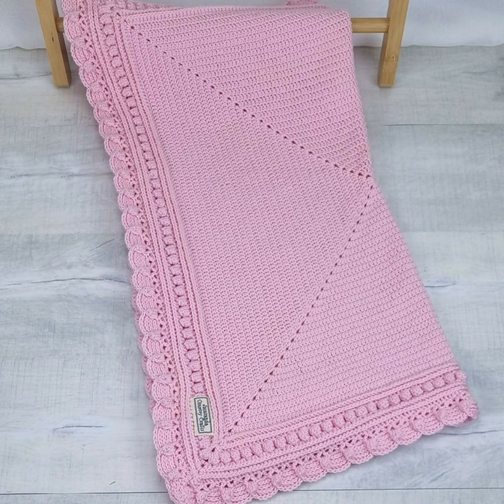 Magnolia Wool Baby Blanket Pink 2