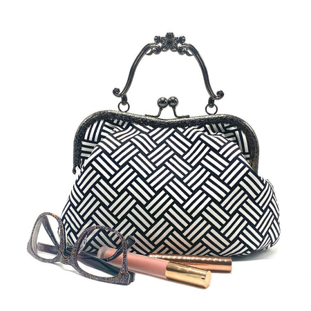 Clutch purse / handbag - black and white geometric