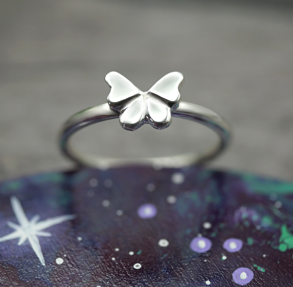 Butterfly ring sterling silver galaxy sml