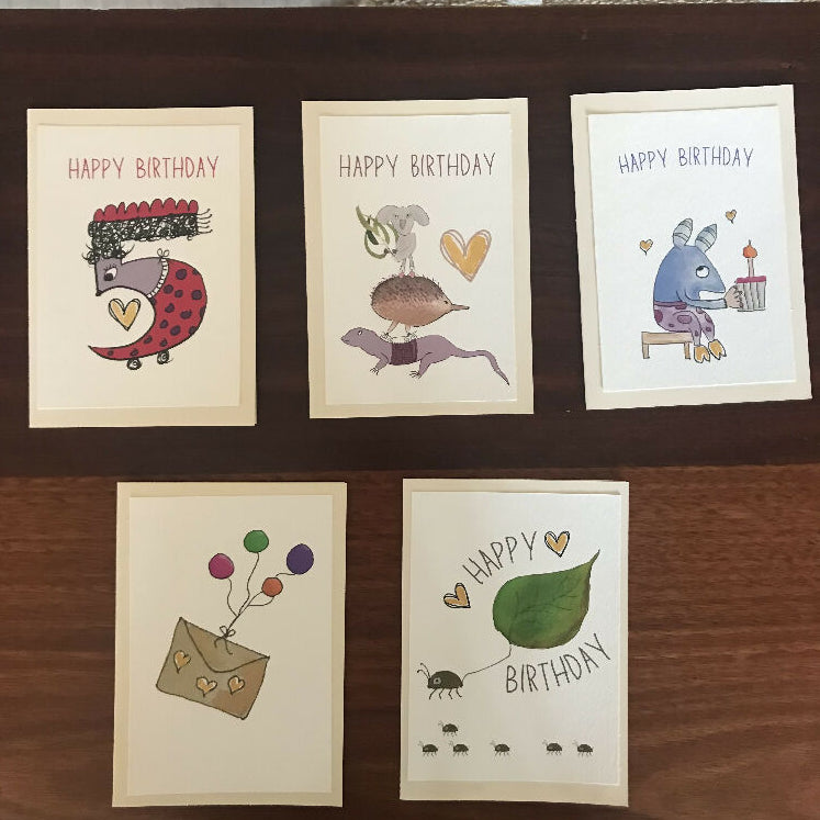 Birthday card pack of 5 cards - this pack has a five year old birthday