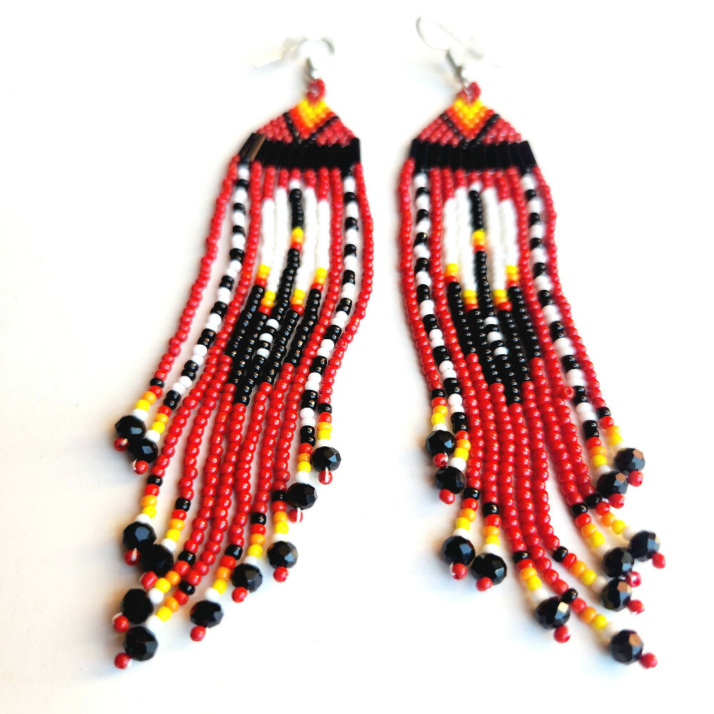 Beaded earrings fire motif_Akos Creative Australia (2)