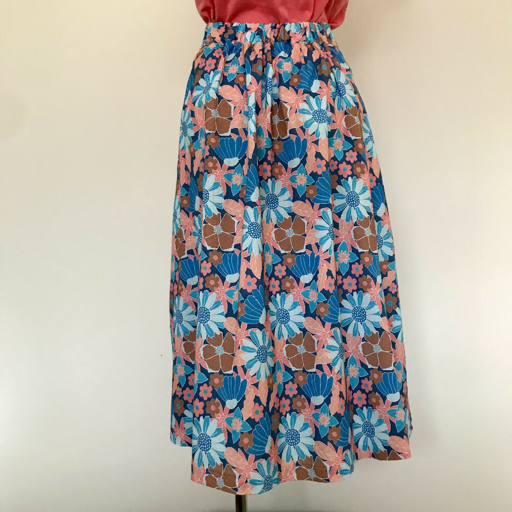 Ashlee Skirt - Coral and Cobalt floral