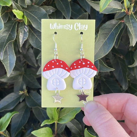 Mushroom Fairy House Earrings