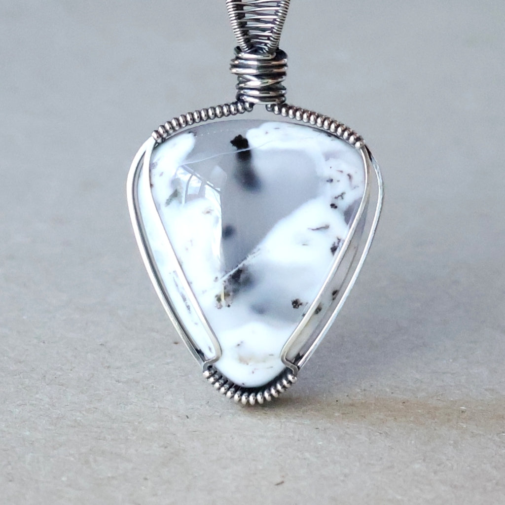 Sterling Silver Dendritic Chalcedony Pendant ~ Talisman of Present-Moment Joy