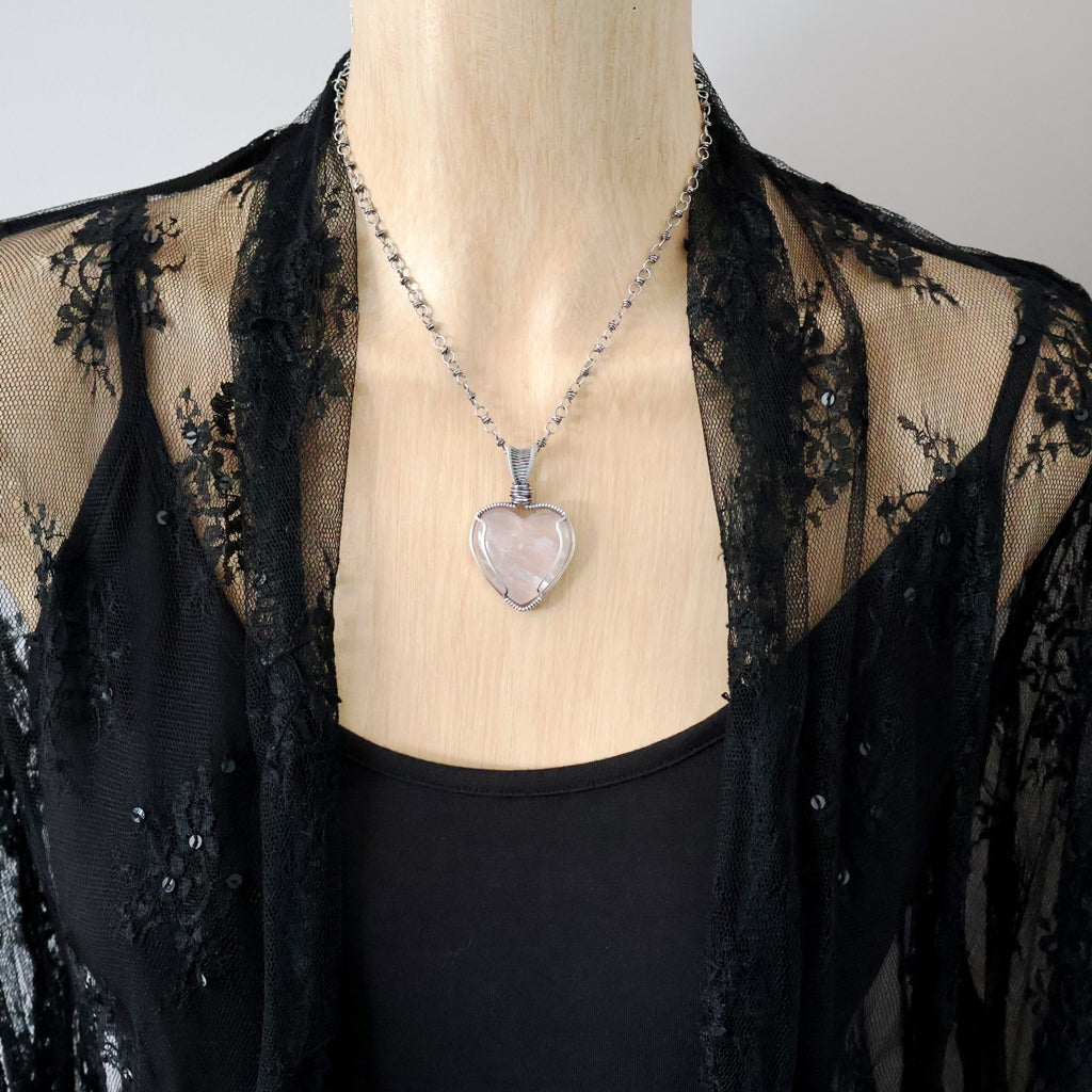 Handcrafted Rose Quartz Heart Pendant - Talisman of Self Love