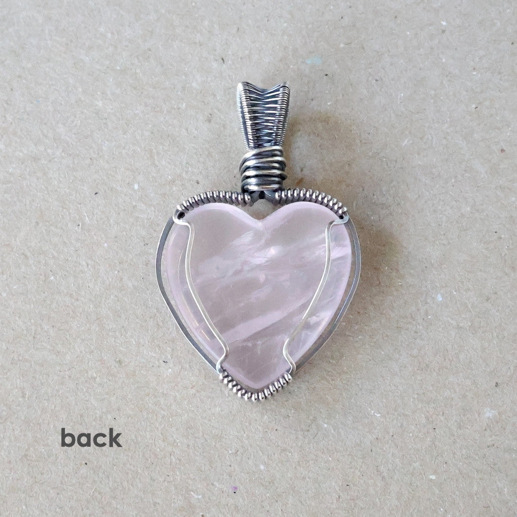 Handcrafted Rose Quartz Heart Pendant - Talisman of Self Love