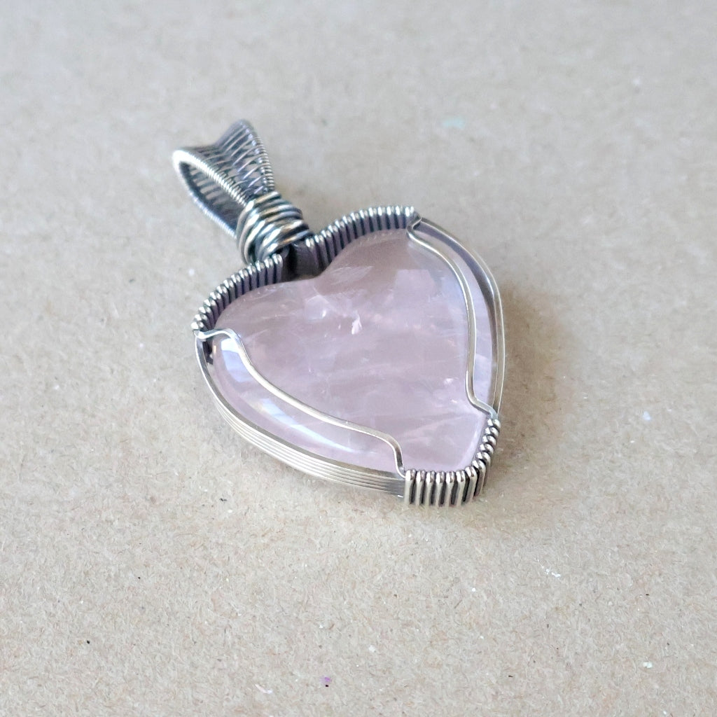 Handcrafted Rose Quartz Heart Pendant - Talisman of Self Love