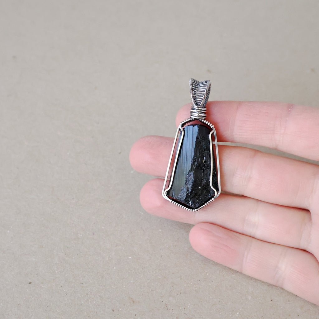 Handcrafted Black Tourmaline Pendant - Talisman of Protection and Purification