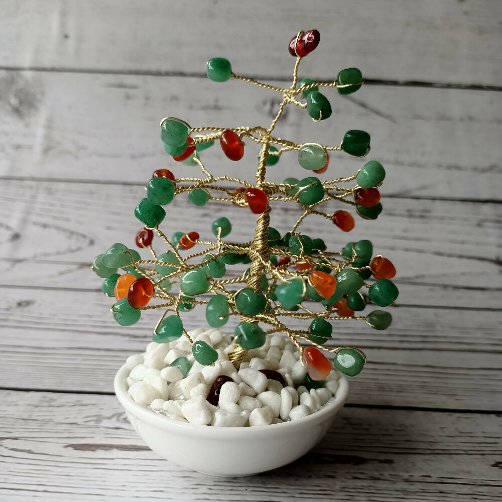 Carnelian Green Aventurine Pine Gem Tree