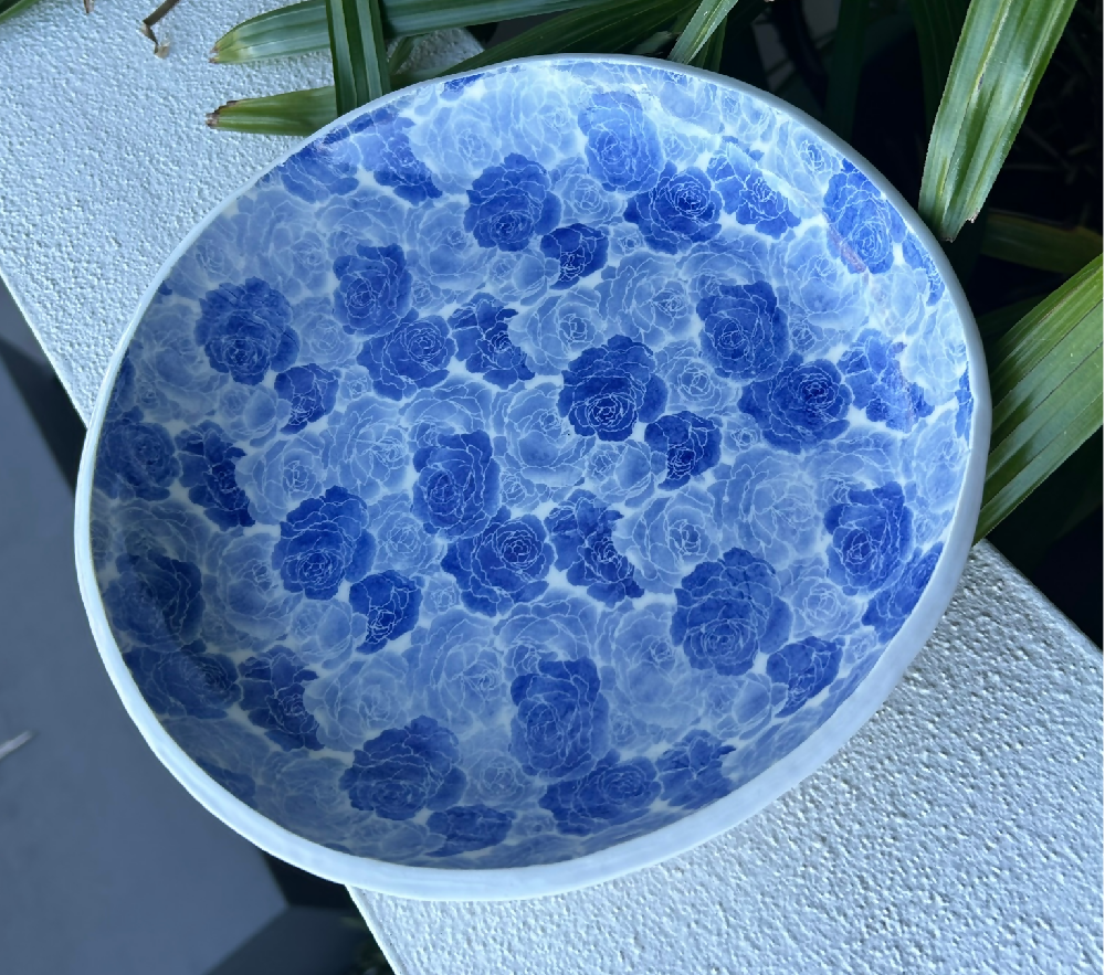 Misty Blues Ceramic Serving Bowl