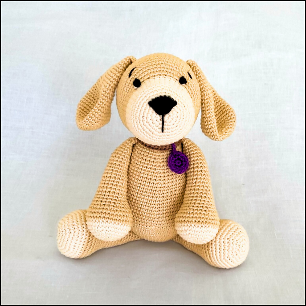 Puppy-soft-toy-product -image-MadeIt-(1000 x 1000 px).zip - Puppy-sitting-front-view-purple-tag-australian-handmade-crochet-plush-soft-toy-frog-and-friends.png