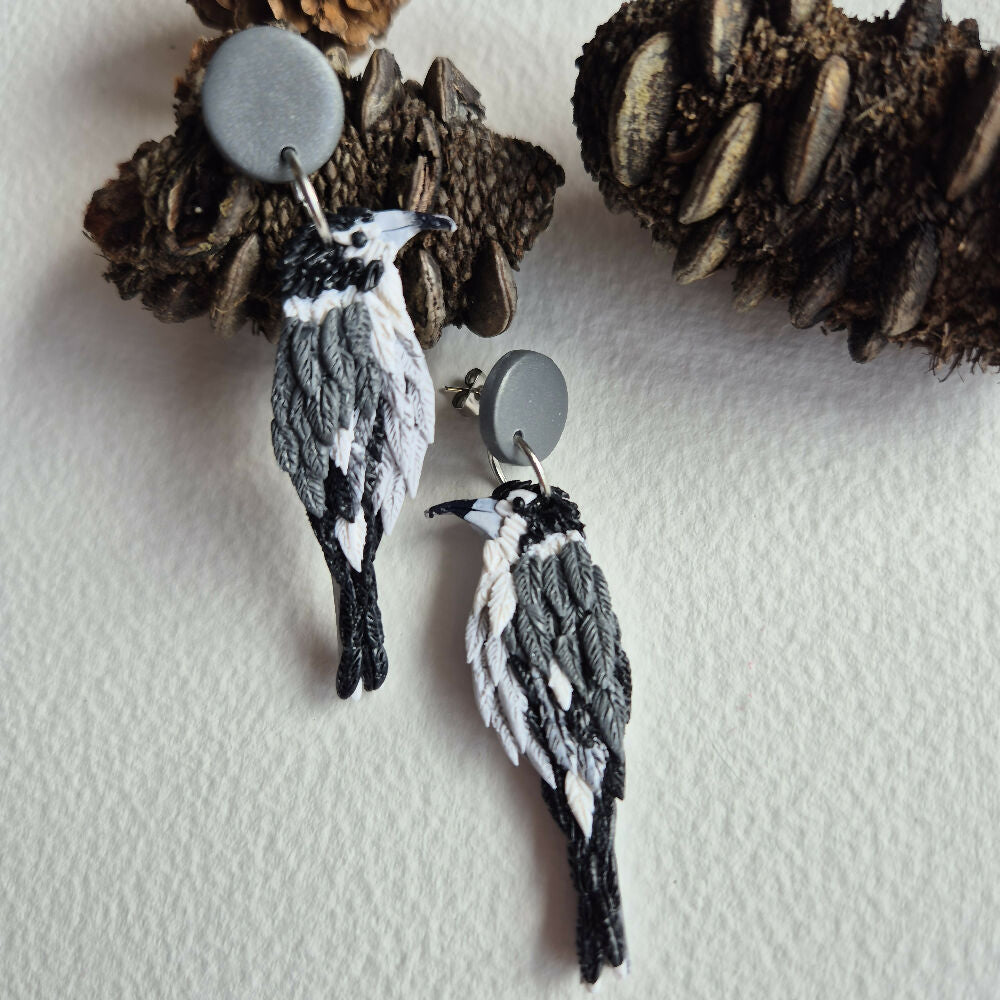 Earrings, Grey Butcherbirds